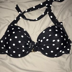Black & white polka dot bikini top